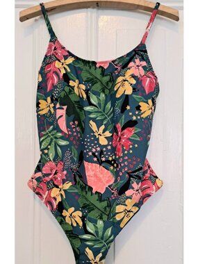 George Tropical Floral One Piece Bathing Suit L